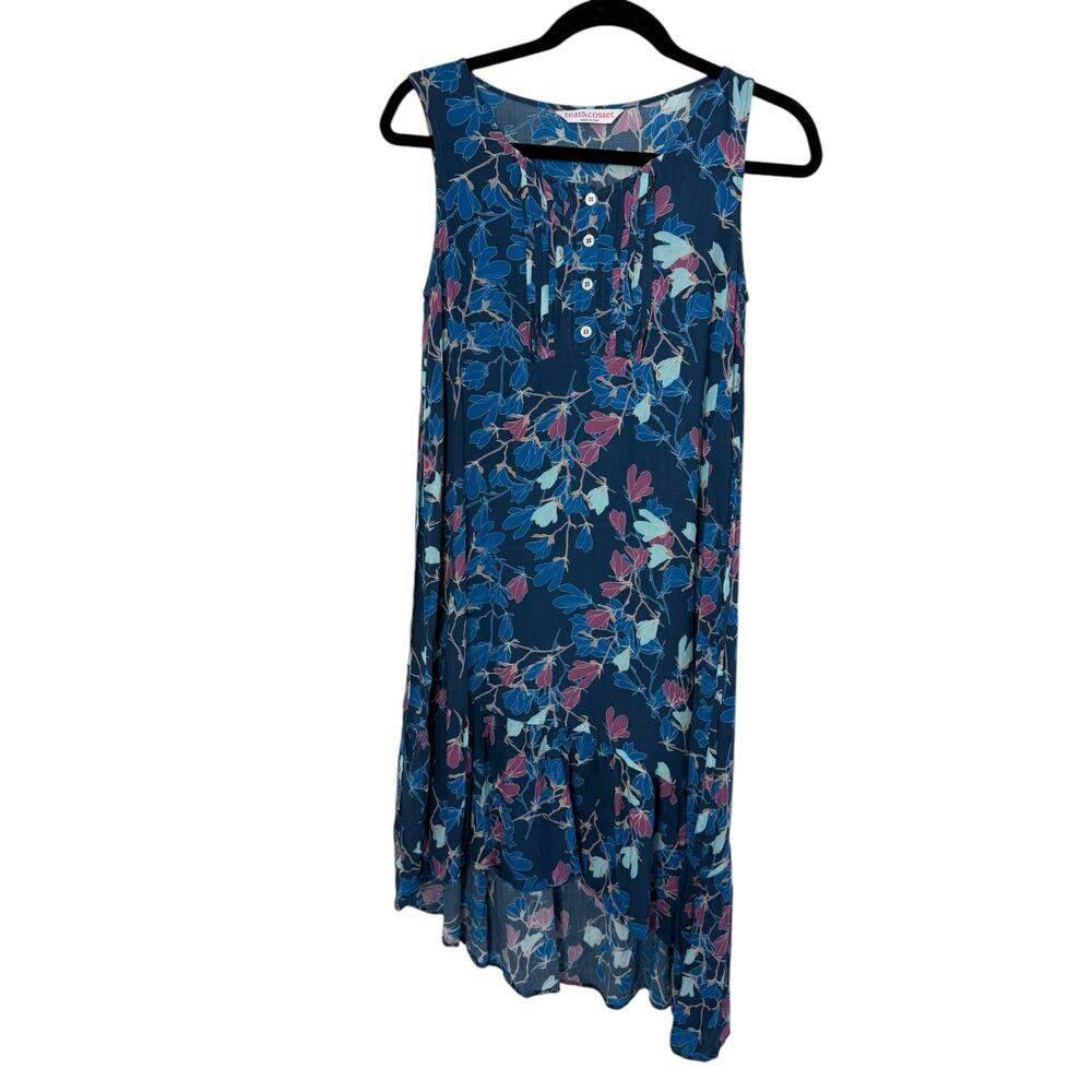 Teat & Cosset Nursing Friendly Dress Women XS Blue Floral Ruffle Made in Italy